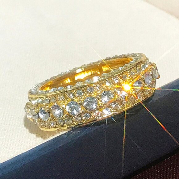 💝Eternity Band 18K Gold Plated Cubic Zircon EngagementRings for Women,UNVN12364 - Picture 2 of 6